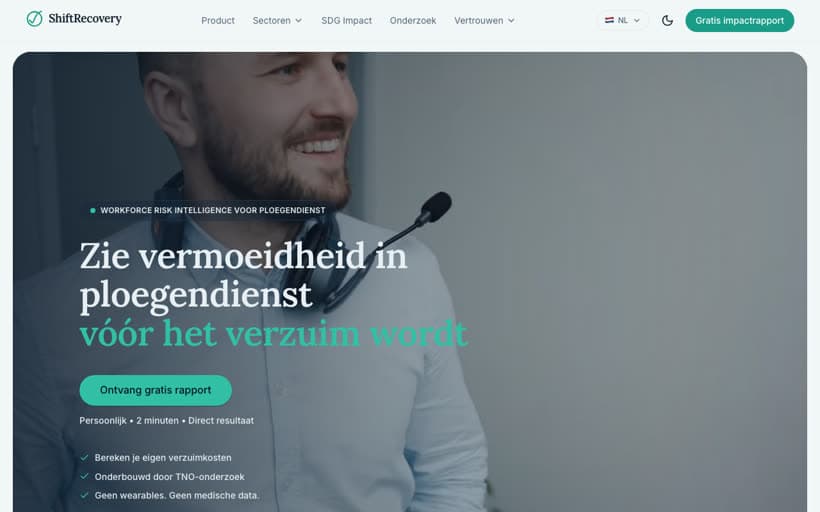 ShiftRecovery landing page